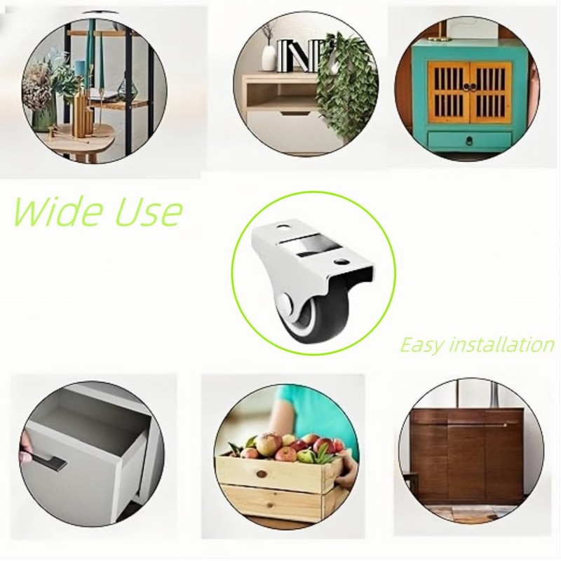 Fabselection Furniture Wheels, 8Pcs 1 Inch Low Profile Rubber Non