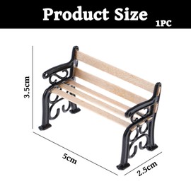 QIHAWN 1/24 Black Wooden Miniature Park Bench for Diorama Model Scenery