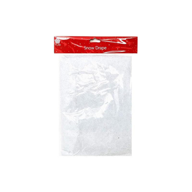 YLAB Snow Blanket, Snow Drape with Silver Glitter, 91 x