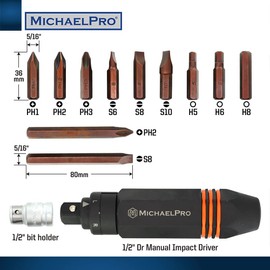 MichaelPro Manual Impact Driver, 6-sided Non-Slip Grip, Heavy Duty (1/2-Inch)