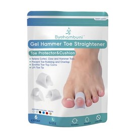 6 PCS Hammer Toe Straightener - Hammer Toe Corrector for Women and Men - Toe Straighteners for Curled and Crooked Toes - Hammer Toe Cushion - White, Large