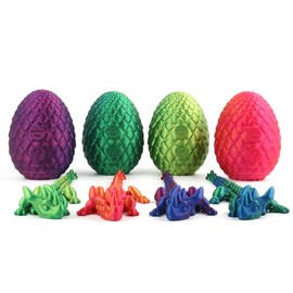 STONESTAR 3D Printed Dragon Fidget Toys, 12" Full Articulated Dragon in Mystery Egg, Home Office Decor Executive Desk Toys Xmas/Easter Gift for Dragon Lovers (Laser Red)
