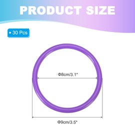 PATIKIL 3.5 Inch Plastic Ring Throwing Rings for Bottles, Pack of 30 Plastic Carnival Rings for Outdoor Speed and Skill Exercises, Purple