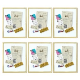 Golden State Art, 11x14 Floating Frame for 8.5x11 Document & Certificates, Gold Aluminum Picture Frame, Displays Any Size Photo up to 11 by 14, for Wall or Table Top Decoration (Pack of 6)
