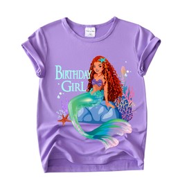 Mermaid Birthday Outfit Set – Shirt, Rainbow Tutu Dress, Satin Sash, Headband – Birthday Gifts for Girls Costume (Mermaid 10, 3T)