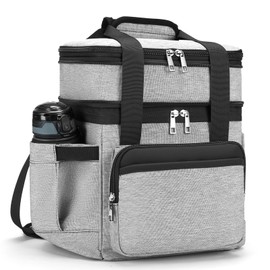 Insulated Lunch Bag for Men Women: Expandable Lunch Bag Box for Work Picnic Travel Outdoor - Large Leakproof Reusable Cooler Bag for Adult - Grey