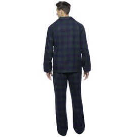 Noble Mount 100% Cotton Flannel Pajamas for Men - Gingham Green/Navy - X-Large