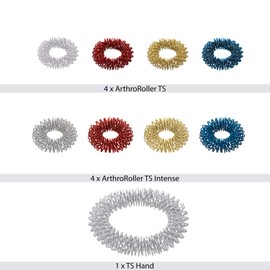 ArthroRoller Yin Yang Massage Rings for Finger Massage or Toe Massage Stainless Steel 9 Rings Mix Bag with Various Thicknesses, Diameters and Colours