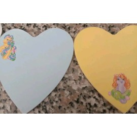 2 Pages of My Little Pony Heart-Shaped Notepad -Blue & Yellow 3.25" X 3" 1980s