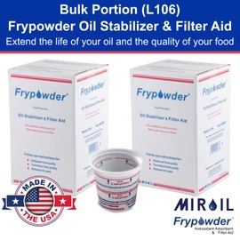 MirOil L106 Fry Powder Oil Stabilizer and Filter Aid, Deep Fryer Cooking Oil Saver, Removes Fryer Grease Contaminants & Carbon Deposits, Helps Save Grease, 2 x 4 Gallons of L104 (8Gallons) Fry Powder