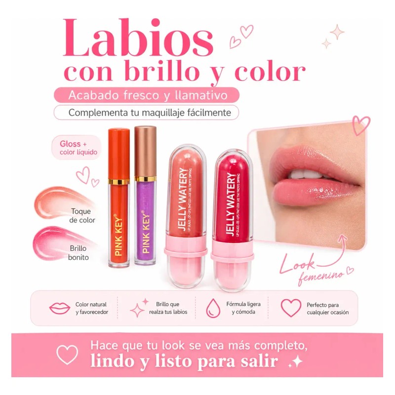 Kit De Maquillaje Completo Sombra Gloss Brochas Cosmetiquera