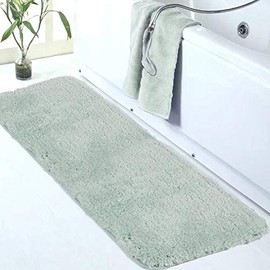 Walensee Large Bathroom Rug (24 x 60, Pale Green) Extra Soft and Absorbent Shaggy Bathroom Mat Machine Washable Microfiber Bath Mat for Bathroom, Non Slip Bath Mat, Luxury Bathroom Floor Mats