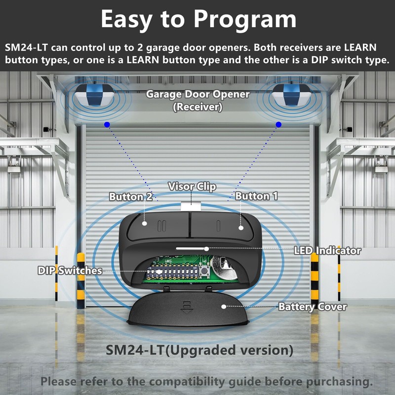 Universal 2-Button Garage Door Opener Remote, Works with Chamberlain, LiftMaster,