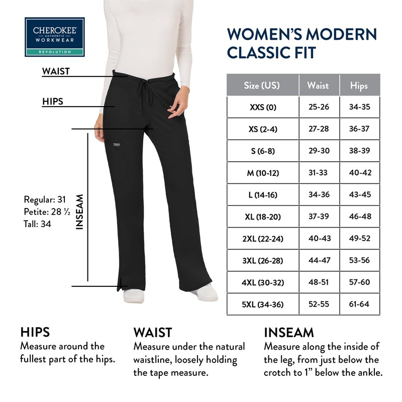 Cherokee Scrubs for Women Workwear Revolution, Drawstring Scrub Pants, Soft