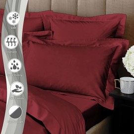 Pizuna Pure Cotton King Size Oxford Pillowcases 2 Pack Rio Red 50x90cm, 600 Thread Count Long Staple Combed Cotton Crispy Soft Pillow Cover, Soft Sateen King Pillow Cases (Cotton Pillowcase)