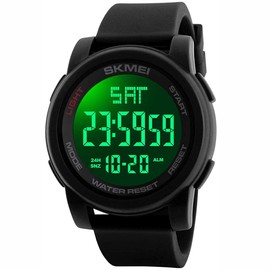 Timever Digital Watch, Waterproof, Men's, Sports, Multifunctional, Stopwatch, Alarm, Outdoor LED Watch, Sports Watch, Large Letters, Easy to Read Clock, Japanese Instruction Manual Included, black a
