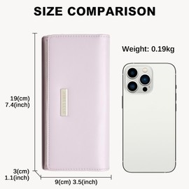 Miss Lulu Women's PU Wallet with 14 Card Slots, Large Capacity Purse in 3 Colours, Zipper Pocket and Metal Trim, Elegant and Practical for Daily Use