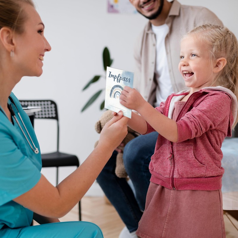 Creative Fox Vaccination Certificate Cover - Parent, rainbow watercolor, Minimalist