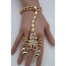 Unbranded Hot Women Amazing Gold Scorpion Hand Chain Slave Western Bracelet Ring Connected