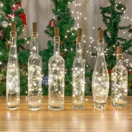 Etinga Dual Battery Pack LED Bottle Lights, 6.6ft 20led Double The Lighting Time, for Indoor and Outdoor use, for Christmas,(6 Pack, Warm White（Dual Battery Pack）)
