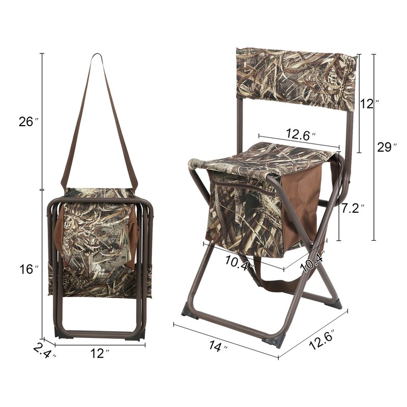 PORTAL Folding Seat, Lightweight Backrest Stool Hunting Fishing Chair with