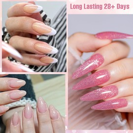 MTSSII 8PCS Sheer Gel Nail Polish + Glitter Gel Polish 6 Colors Translucent Pink Nude Nail Polish For All Seasons Neutral Soak off LED Lamp Gel Manicure Kit For Nail Art