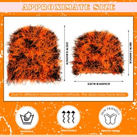 Chuarry Distressed Knitted Beanie Fuzzy Winter Hats Thick Warm Y2k Beanie Snow Knit Cap Skull for Women Men(Assorted Black Orange,Regular Style)