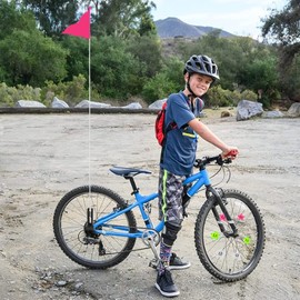 Eniyou Bicycle Flag Bicycle Flag Pennant Bicycle Trailer Flag Bicycle Trailer for Children Bicycle Flags Children Girls Safety Flag with 6 Reflective Star Stickers, Mounting Bracket Pink