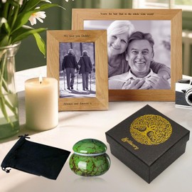 Small Urns for Human Ashes Keepsake,Ceramic Small Cremation Urn for Ashes for Women Adult Male with Gift Box and Velvet Bag 1.6'' Mini Urns for Pet Urn Dog Cat Ashes Keepsake Green