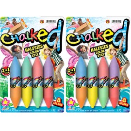 JA-RU Jumbo Double Sided Sidewalk Chalk (2 Pack) Non-Toxic & Washable Colored Chalk for Kids Ultimate Art Set. Outdoor Street Drawing. Party Easter Basket Stuffers. 3529-2p