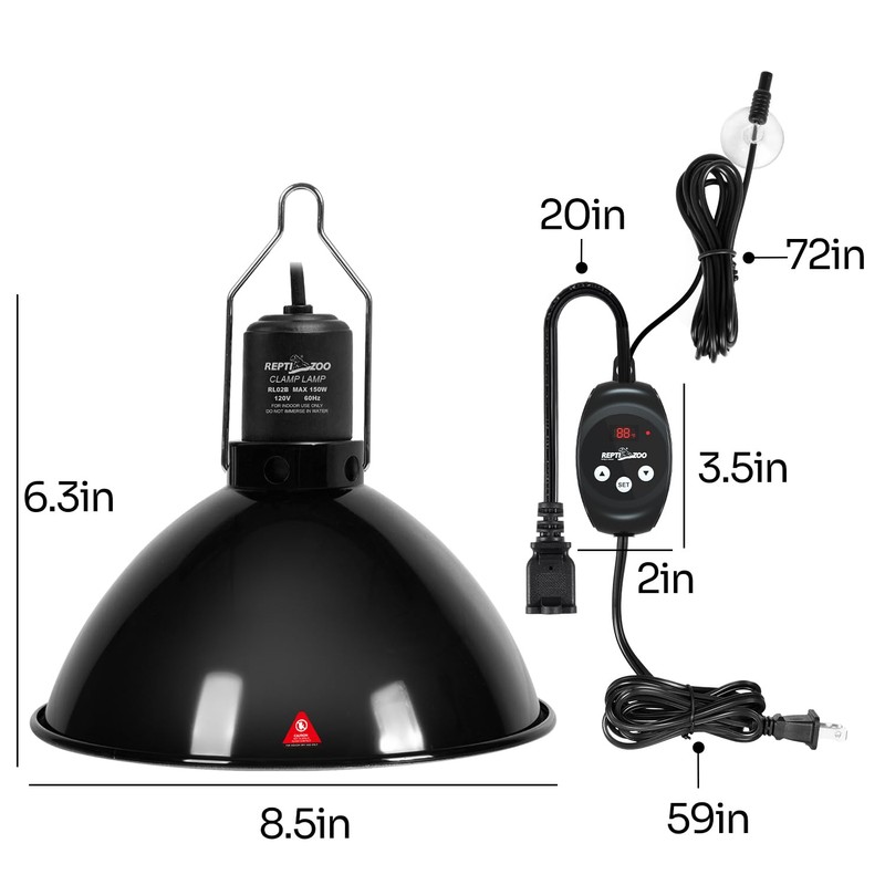 REPTI ZOO Reptile Light Fixture Dimming Thermostat Combo Pack, 8.5