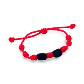 SIFRIMANIA 7 Knots Azabache Protection Red String Bracelet for Newborns, Adjustable, Waterproof with Genuine Jet Stones Againts Evil Eye (Red)