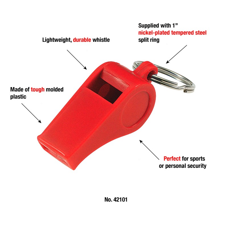 Lucky Line Whistle with Split Ring; Assorted Colors, 1 Per
