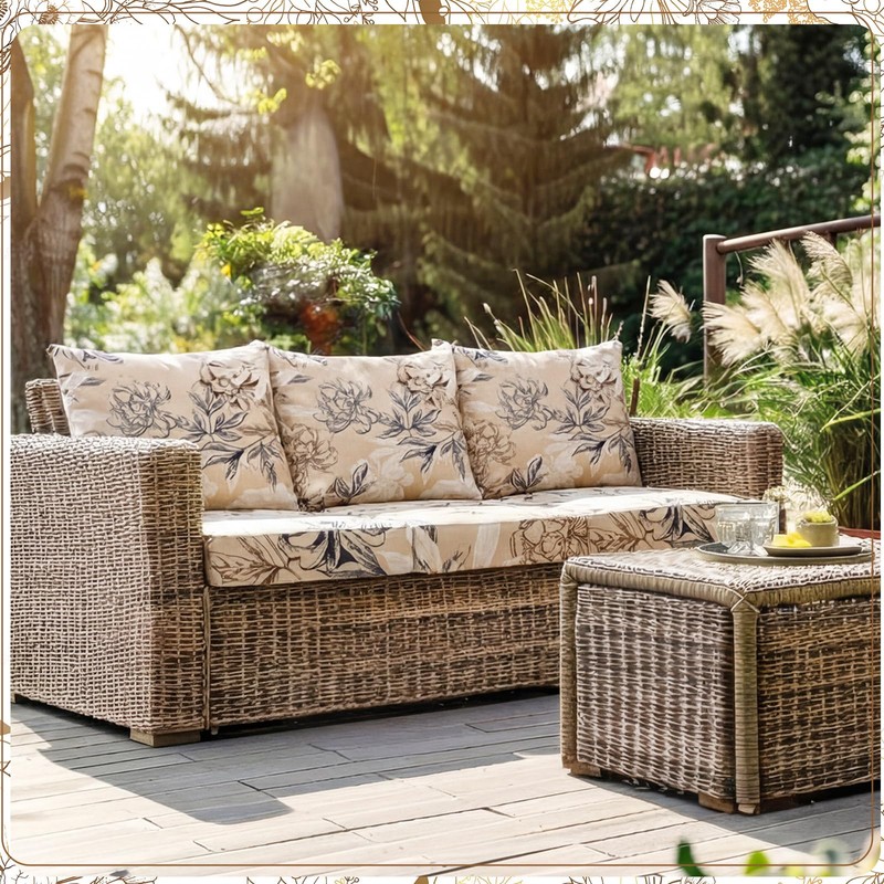 Tegeme 8 Pcs Stretch Printed Sofa Cushion Covers Outdoor Floral