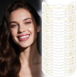 24pcs Glitter Freckles Face Tattoo, 6 Kinds Glitter Freckles, for Women Festival Makeup Rave Accessories (Gold)