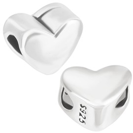 Beebeecraft 1 Box 3Pcs Heart Bead Charms Thailand Sterling Silver Plated 925 Sterling Sliver Heart Spacer Beads Valentine's Day Love Hearts Loose Beads for Jewelry Making Bracelets Beading Necklaces