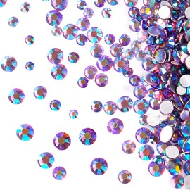 Jollin 3456, Strasssteine mit flacher Rückseite, Glas-Anhänger, Strass-Edelsteine, für Nagelkunst, 6 Größen, SS4~SS12, Hellviolett ab, Mixed SS4 5 6 8 10 12