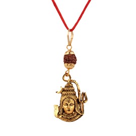 Rudra Empire Spiritual Shiva Bholenath with Rudraksha Pendant Bhagwan Shiv Ji Locket for Men and Women, Free Size, Brass, No Gemstone