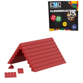 CMC imports 75 Building Blocks Roof Blocks Roof Building Blocks Nubs Roof Slopes Ridged Tile Mix 6 Different Colours (Red / 620)