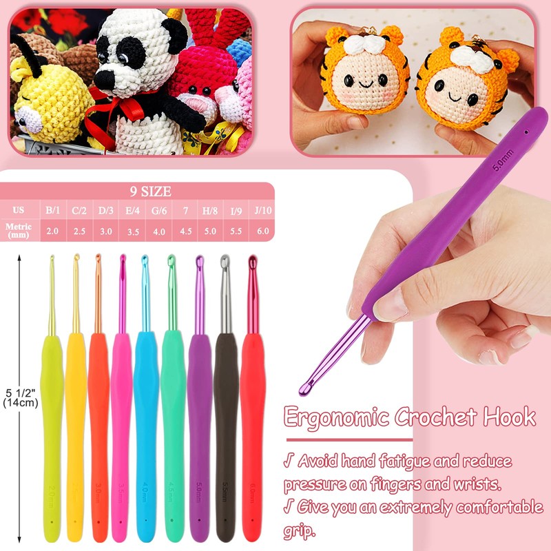 Cooapy Crochet Hook Set with Wool for Crocheting, 58 Pieces