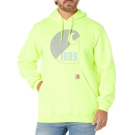 Carhartt Men's Big Loose Fit Midweight Logo Graphic Sweatshirt 105666, Brite Lime, XX-Large Tall