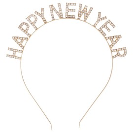 Ｎｏｏｎｈｏｒｓｅ Happy New Year Headbands for Women Gilrs Men Boys Party Event Favors Suppliers Light Gold, 1 Pack