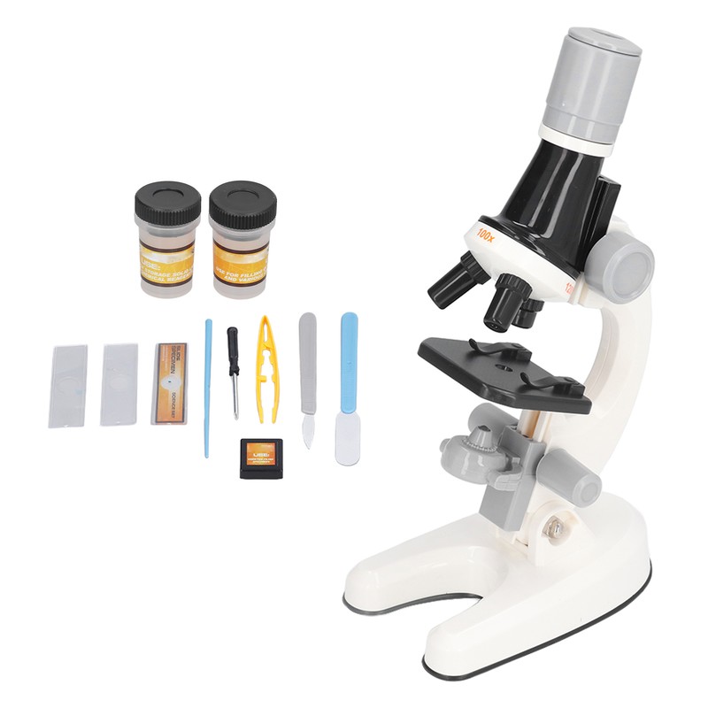 Kids Microscope Kit LED 1200X Microscope with Specimen Slides Science