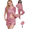 WJing Yi Jia Womens 5Pcs Silk Pajamas Set XS-2XL Satin