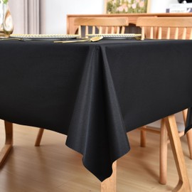 Amonsa Black Rectangle Tablecloth 60 x 102 inch Washable Oblong Table Cloths Polyester Fabric Table Cover for Dining Party Restaurant Wedding Outdoor