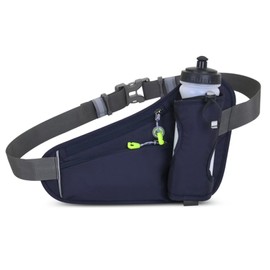 ROSSRORE Outdoor Unisex Waist Bag, Multi-Functional Fitness Running Water Bottle Waist Pack, Waterproof Chest Crossbody Bag, Hip Bag with Water Bottle Holder Dark Blue