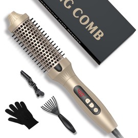 Thermal Brush, 1 1/2 inch Heated Round Brush, Curling Iron Heated Round Curling Volumizing, The Ceramic Barrel Heats up 30S, LCD Display 10 Temperatures frizz-Free Curls The Ionic