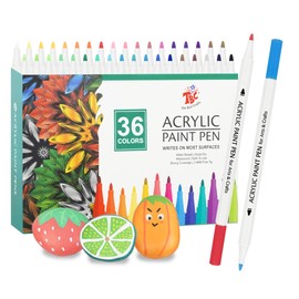 TBC The Best Crafts Acrylic Paint Pen -36 Color waterproof, non-toxic, odorless, suitable for paper, pottery, stones, backpacks, glass, eggs, fabrics, plastics, handicrafts, gift cards Gifts for Kids
