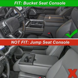 PIMCAR Center Console Cover for 2023-2025 Ford F250 F350 F450 F550 PU Leather Armrest Cushion Protector Interior Accessories(Only fit for Full Bucket Seat)