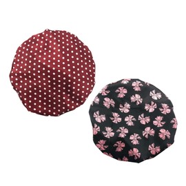 Housoutil 6pcs Shower Caps for Women Double Layer Bathing Hats Bowknot Dot Patterns for All Reusable Washable Hair for Spa
